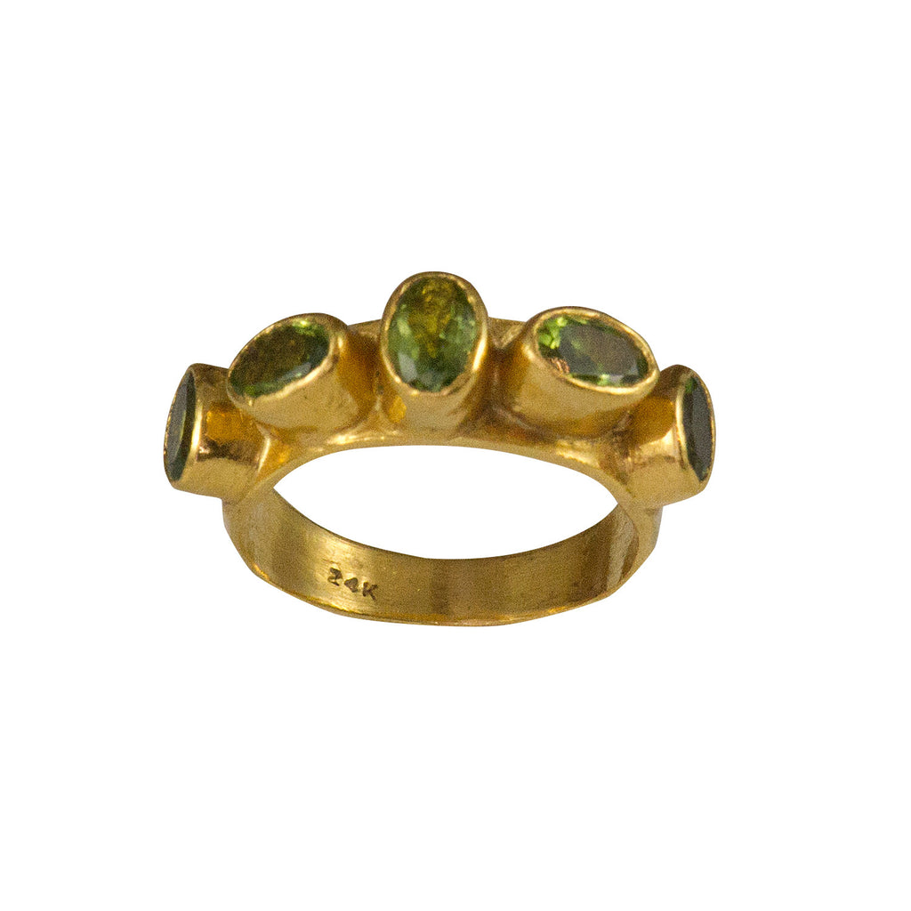 Peridot and 24k Gold Maharani Ring