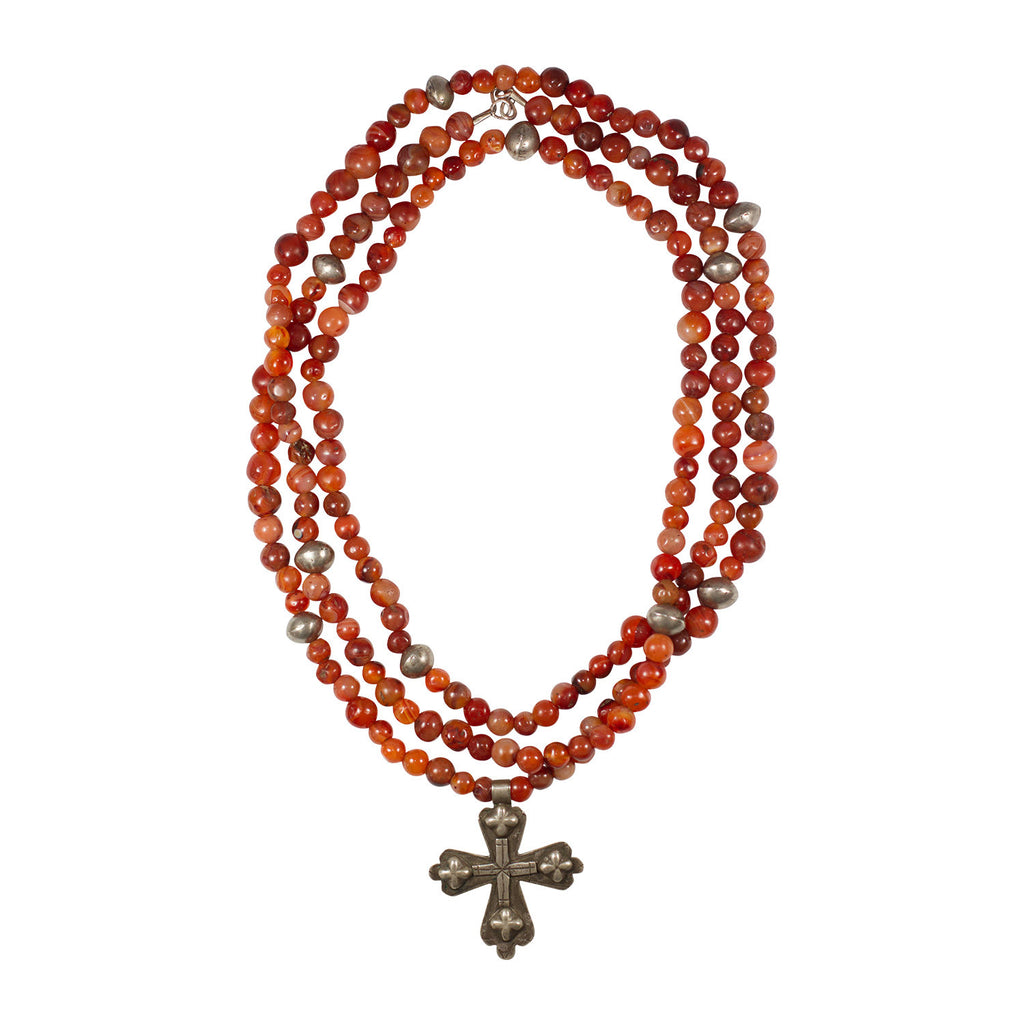Ethiopian Cross and Carnelian Beads