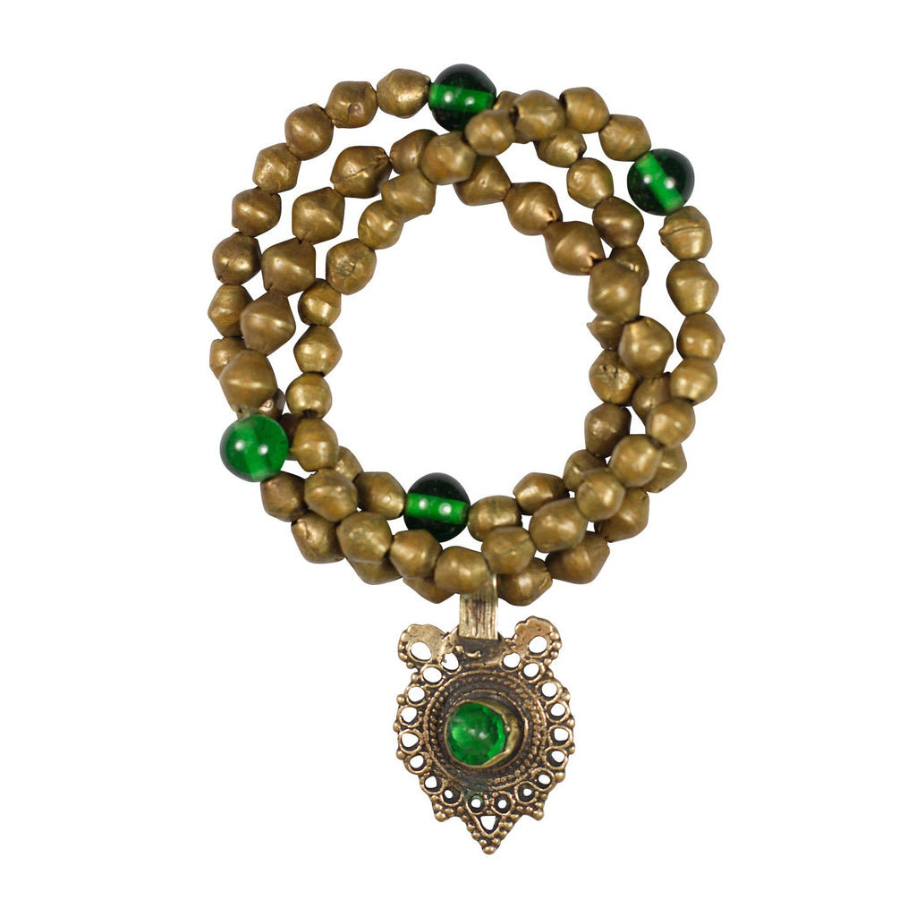 Brass Beads and Afghani Pendant