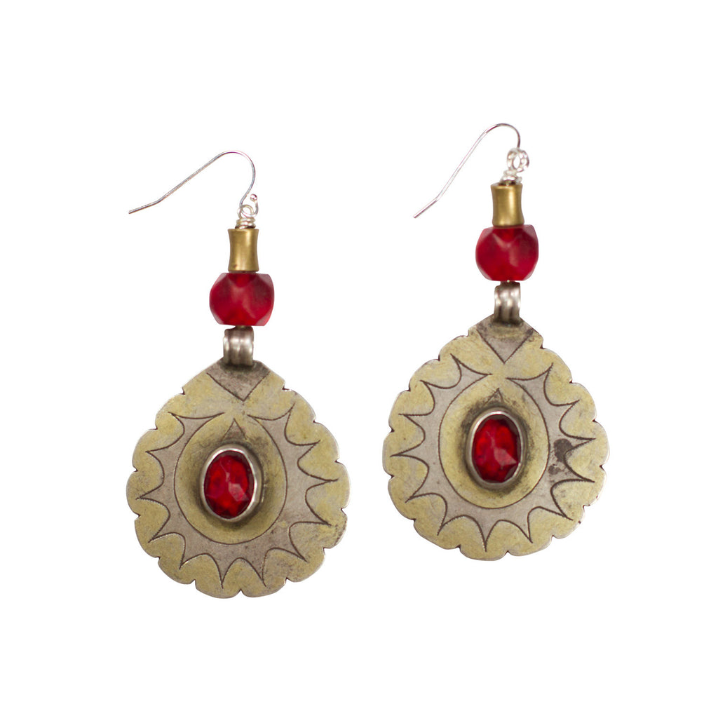 Red Glass and Turkmen Pendant