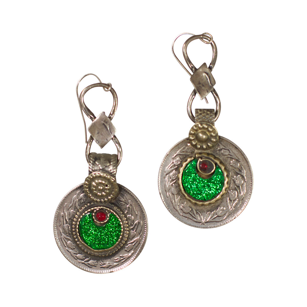 Kuchi Pendant with Bright Green Foil Inlay
