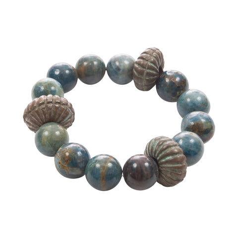 Apatite and Antique Bronze Beads