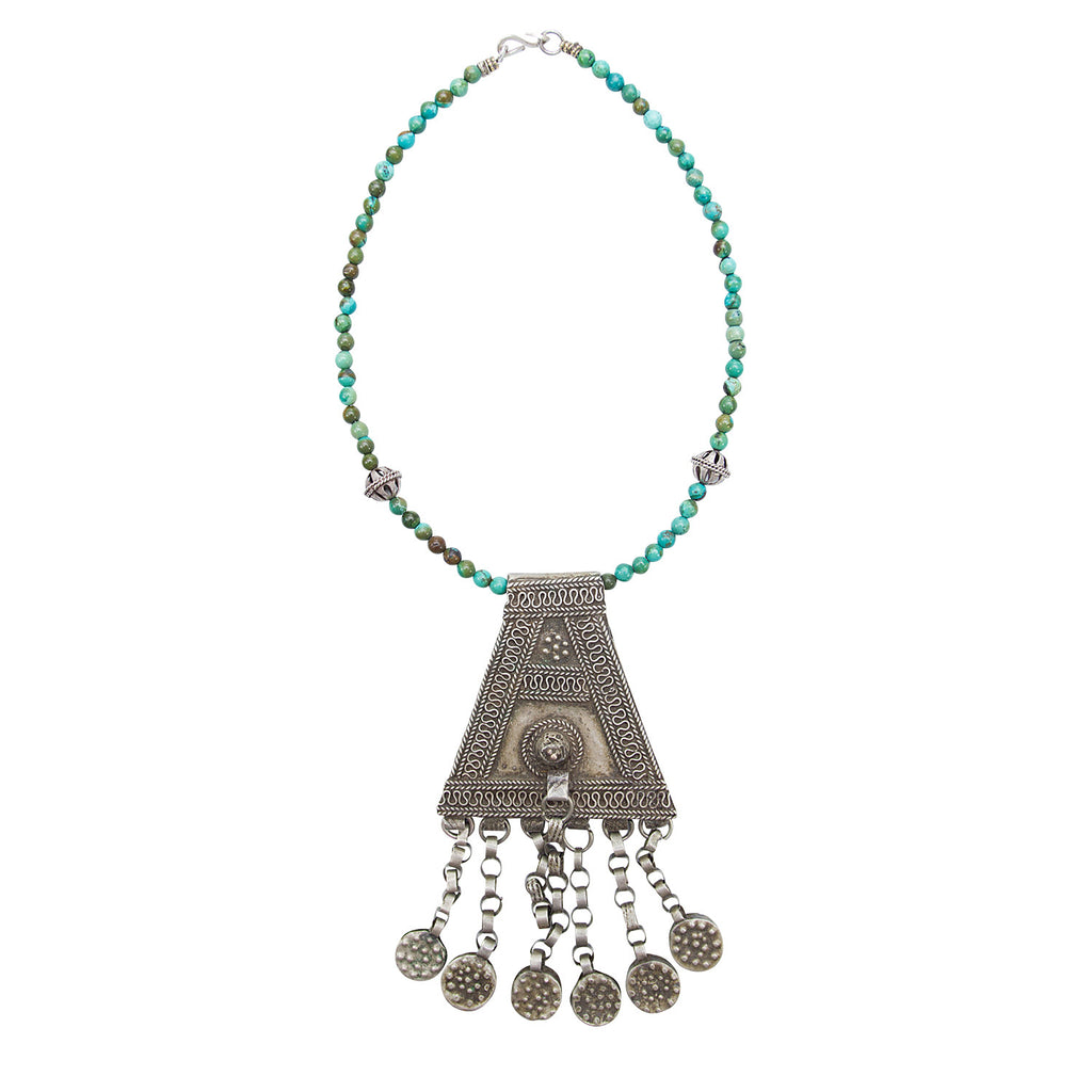 Ethiopian Tribal Pendant and Turquoise Beads