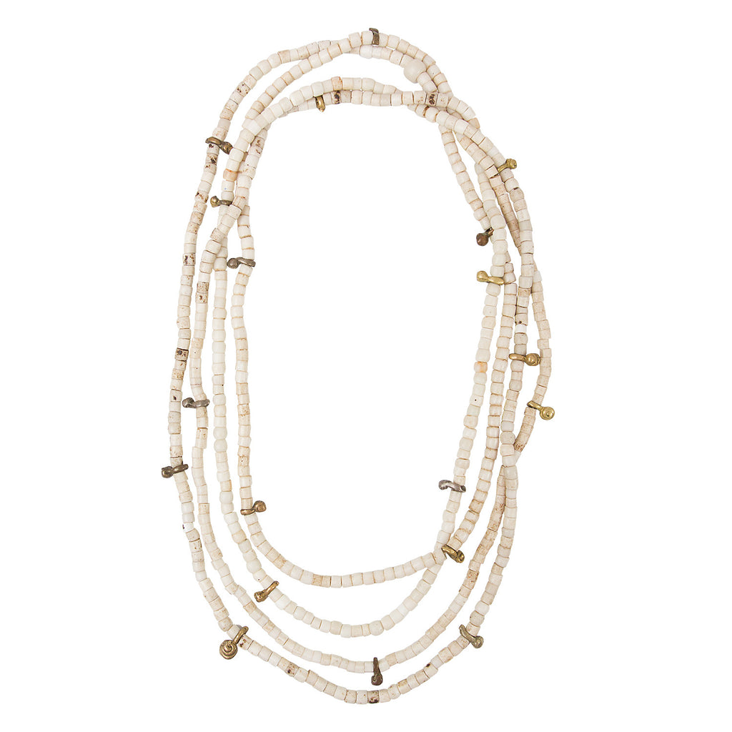 White Porcelain and Brass Trade Beads