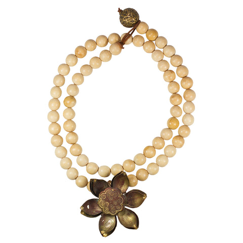 Bronze Lotus and Wooden Beads