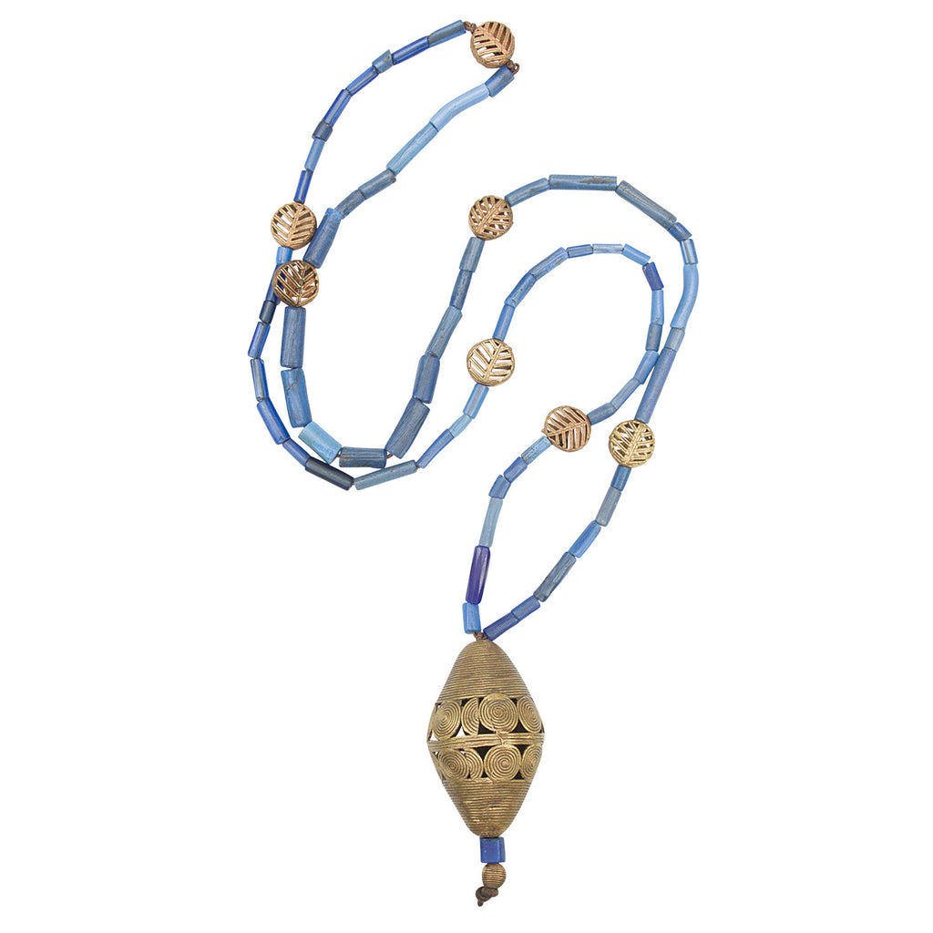 Blue Kori and Bronze Beads