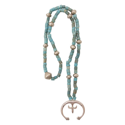 Silver Naja and Turquoise-Colored Glass Trade Beads