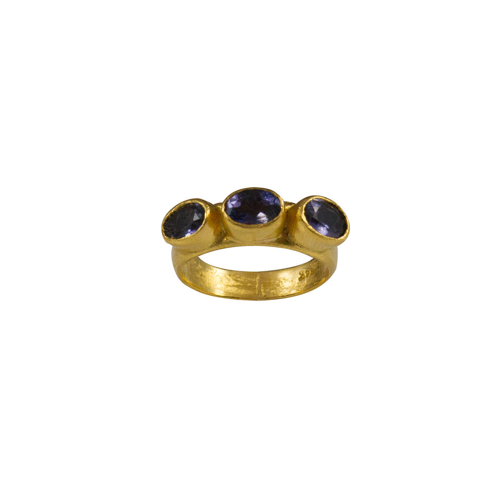 Iolite and 24k Gold Maharani Ring