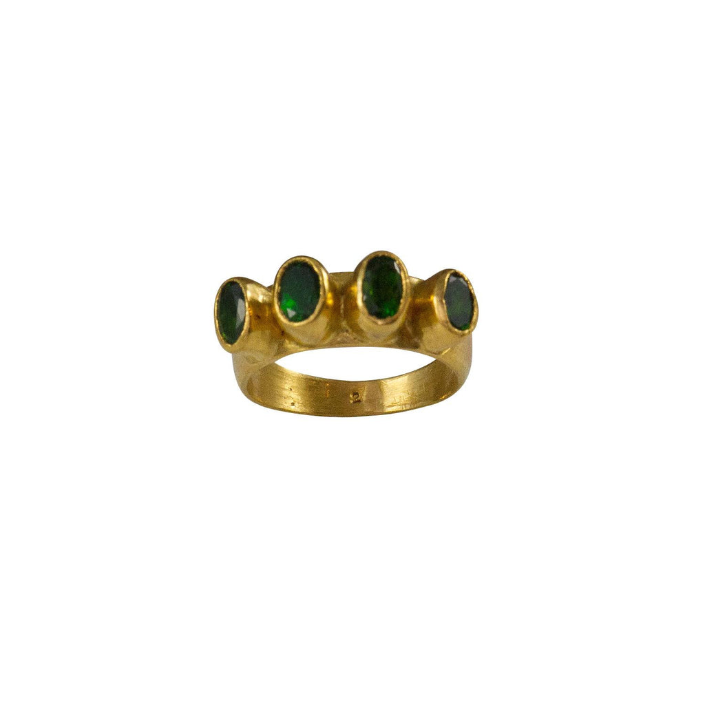 Chrome Diopside and 24k Gold Maharani Ring